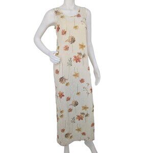 Vintage 90s Sleeveless Floral Lace Overlay Maxi Dress Cottage Whimsical Size 12